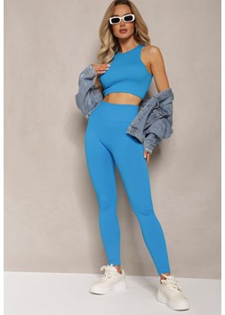 Niebieskie Legginsy High Waist Prążkowane Push-Up Sunflowia ze sklepu Renee odzież w kategorii Spodnie damskie - zdjęcie 169782222