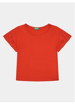 United Colors Of Benetton T-Shirt 3P4ZC10I4 Czerwony Slim Fit ze sklepu MODIVO w kategorii Bluzki dziewczęce - zdjęcie 169785473