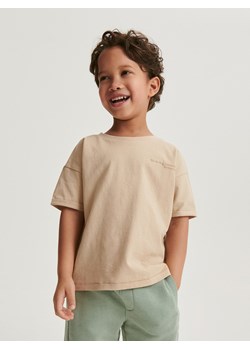 Reserved - T-shirt oversize z napisami - beżowy ze sklepu Reserved w kategorii Koszulki niemowlęce - zdjęcie 169791364