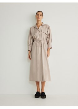 Reserved - Koszulowa sukienka midi - kremowy ze sklepu Reserved w kategorii Sukienki - zdjęcie 169791962