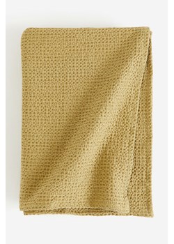H & M - Bawełniana narzuta waflowa - Żółty ze sklepu H&M w kategorii Narzuty i kapy - zdjęcie 169801020