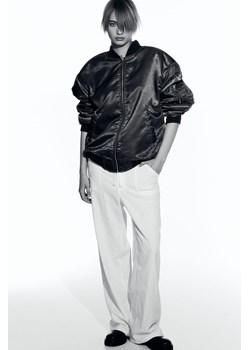 H & M - Proste spodnie z domieszką lnu - Biały ze sklepu H&M w kategorii Spodnie damskie - zdjęcie 169801062