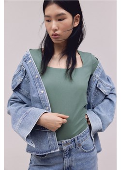 H & M - Top z dekoltem karo - Zielony ze sklepu H&M w kategorii Bluzki damskie - zdjęcie 169801111