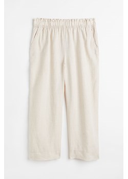 H & M - H & M+ Lniane spodnie do kostki - Beżowy ze sklepu H&M w kategorii Spodnie damskie - zdjęcie 169801162