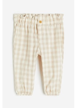 H & M - Spodnie z talią paper bag - Beżowy ze sklepu H&M w kategorii Spodnie i półśpiochy - zdjęcie 169801301