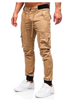 Camelowe spodnie joggery bojówki męskie Denley MP0208K ze sklepu Denley w kategorii Spodnie męskie - zdjęcie 169802243