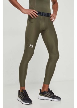 Under Armour legginsy treningowe męskie kolor zielony gładkie ze sklepu ANSWEAR.com w kategorii Spodnie męskie - zdjęcie 169802422