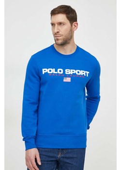 Polo Ralph Lauren bluza męska kolor niebieski z nadrukiem ze sklepu ANSWEAR.com w kategorii Bluzy męskie - zdjęcie 169802632