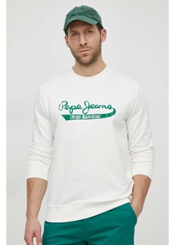 Pepe Jeans bluza bawełniana męska kolor biały z nadrukiem ze sklepu ANSWEAR.com w kategorii Bluzy męskie - zdjęcie 169802652