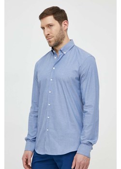 Calvin Klein koszula męska kolor niebieski slim z kołnierzykiem button-down ze sklepu ANSWEAR.com w kategorii Koszule męskie - zdjęcie 169802731