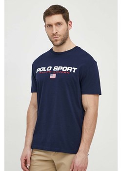Polo Ralph Lauren t-shirt bawełniany męski kolor granatowy z nadrukiem 710750444 ze sklepu ANSWEAR.com w kategorii T-shirty męskie - zdjęcie 169803053