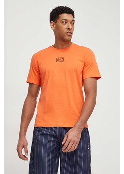 EA7 Emporio Armani t-shirt bawełniany męski kolor pomarańczowy gładki ze sklepu ANSWEAR.com w kategorii T-shirty męskie - zdjęcie 169803134