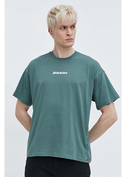 Dickies t-shirt bawełniany ENTERPRISE TEE SS męski kolor zielony z nadrukiem DK0A4YRN ze sklepu ANSWEAR.com w kategorii T-shirty męskie - zdjęcie 169803174