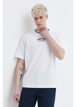 Tommy Jeans t-shirt bawełniany męski kolor biały z aplikacją DM0DM18656 ze sklepu ANSWEAR.com w kategorii T-shirty męskie - zdjęcie 169803194