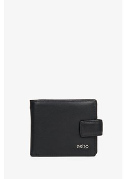 Estro: Czarny skórzany portfel męski zapinany na zatrzask ze sklepu Estro w kategorii Portfele męskie - zdjęcie 169806594