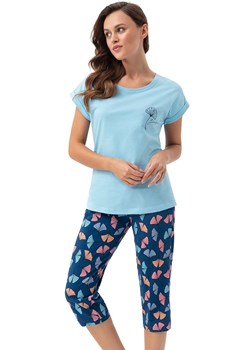 Bawełniana piżama damska niebieska w liście 687, Kolor niebiesko-granatowy, Rozmiar M, Luna ze sklepu Primodo w kategorii Piżamy damskie - zdjęcie 169810500
