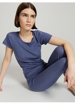 Reserved - Dwuczęściowa piżama z bawełny - granatowy ze sklepu Reserved w kategorii Piżamy damskie - zdjęcie 169814110