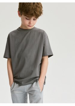 Reserved - Bawełniany t-shirt oversize - ciemnoszary ze sklepu Reserved w kategorii T-shirty chłopięce - zdjęcie 169814673