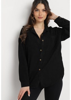 Czarna Koszula Sztruksowa z Klasycznym Kołnierzykiem Quinara ze sklepu Born2be Odzież w kategorii Koszule damskie - zdjęcie 169815313