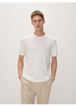 Reserved - T-shirt regular z domieszką jedwabiu - biały ze sklepu Reserved w kategorii T-shirty męskie - zdjęcie 169816752