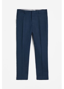 H & M - Lniane spodnie garniturowe Slim Fit - Niebieski ze sklepu H&M w kategorii Spodnie męskie - zdjęcie 169819120