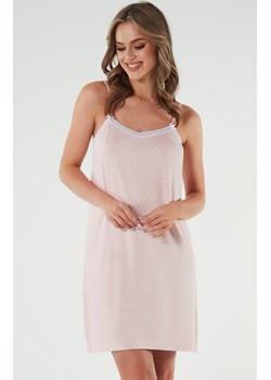 Koszula nocna damska na wąskie ramiączko różowa Puntini, Kolor róż pudrowy-wzór, Rozmiar S, Italian Fashion ze sklepu Intymna w kategorii Koszule nocne - zdjęcie 169819863