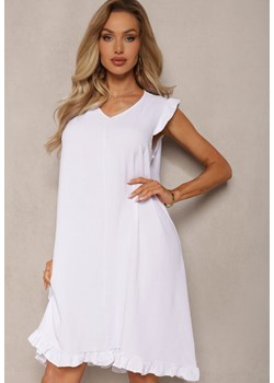 Biała Trapezowa Sukienka na Lato Bez Rękawów z Falbanką Heola ze sklepu Renee odzież w kategorii Sukienki - zdjęcie 169822112