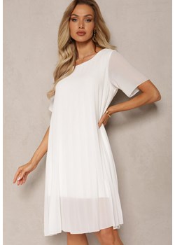 Biała Plisowana Sukienka o Rozkloszowanym Kroju Orxiala ze sklepu Renee odzież w kategorii Sukienki - zdjęcie 169822132