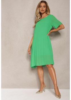 Zielona Plisowana Sukienka o Rozkloszowanym Kroju Orxiala ze sklepu Renee odzież w kategorii Sukienki - zdjęcie 169822142