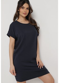 Granatowa Pudełkowa Sukienka T-shirtowa o Krótkim Kroju Orlella ze sklepu Born2be Odzież w kategorii Sukienki - zdjęcie 169822581