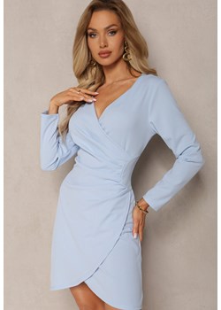 Niebieska Kopertowa Sukienka Drapowana w Talii Ejorunna ze sklepu Renee odzież w kategorii Sukienki - zdjęcie 169825491