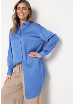 Niebieska Koszula na Guziki o Przedłużonym Kroju Alephio ze sklepu Born2be Odzież w kategorii Koszule damskie - zdjęcie 169830303