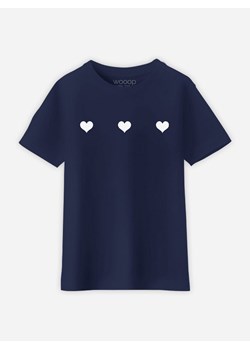 WOOOP Koszulka &quot;Trois petits coeurs&quot; w kolorze granatowym ze sklepu Limango Polska w kategorii T-shirty chłopięce - zdjęcie 169831661