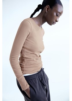 H & M - Bawełniany top w prążki - Beżowy ze sklepu H&M w kategorii Bluzki damskie - zdjęcie 169833973