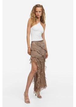 H & M - Kreszowana spódnica z falbanami - Beżowy ze sklepu H&M w kategorii Spódnice - zdjęcie 169834003
