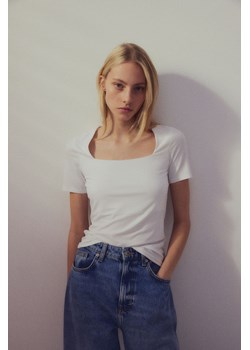 H & M - Top z dekoltem karo - Biały ze sklepu H&M w kategorii Bluzki damskie - zdjęcie 169834272