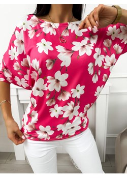 Różowa Bluzka w Kwiaty ze sklepu ModnaKiecka.pl w kategorii Bluzki damskie - zdjęcie 169835301