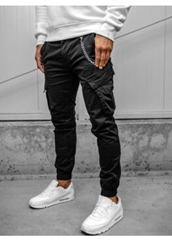 Czarne spodnie materiałowe joggery bojówki męskie Denley SK850A ze sklepu Denley w kategorii Spodnie męskie - zdjęcie 169835634