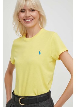 Polo Ralph Lauren t-shirt bawełniany damski kolor żółty ze sklepu ANSWEAR.com w kategorii Bluzki damskie - zdjęcie 169836564