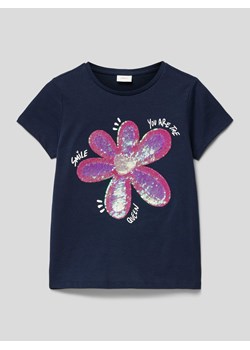 T-shirt z cekinowym obszyciem ze sklepu Peek&Cloppenburg  w kategorii Bluzki dziewczęce - zdjęcie 169838334