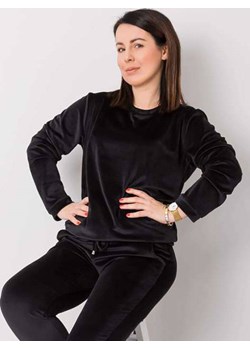 Welurowy dres damski plus size czarny (6085) ze sklepu goodlookin.pl w kategorii Dresy damskie - zdjęcie 169842992