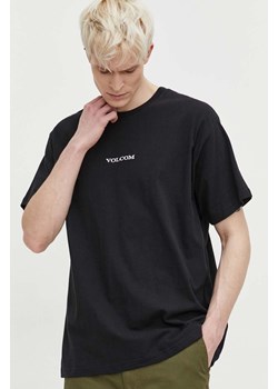 Volcom t-shirt bawełniany męski kolor czarny z aplikacją ze sklepu ANSWEAR.com w kategorii T-shirty męskie - zdjęcie 169844600