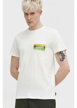 Superdry t-shirt bawełniany męski kolor beżowy z nadrukiem ze sklepu ANSWEAR.com w kategorii T-shirty męskie - zdjęcie 169844704