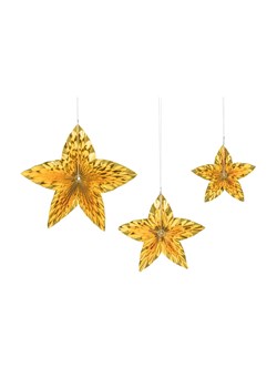 Rozety dekoracyjne złote gwiazdy - 3 szt. ze sklepu 5.10.15 w kategorii Dekoracje bożonarodzeniowe - zdjęcie 169845534