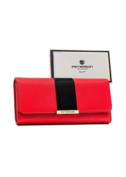 Duży, poziomy portfel damski czerwony ze skóry ekologicznej - Peterson ze sklepu 5.10.15 w kategorii Portfele damskie - zdjęcie 169845783