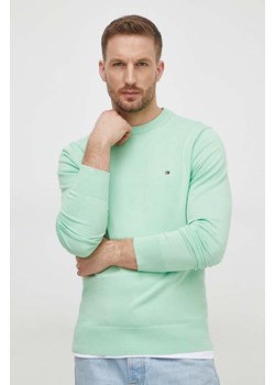 Tommy Hilfiger sweter męski kolor zielony lekki ze sklepu ANSWEAR.com w kategorii Swetry męskie - zdjęcie 169849423