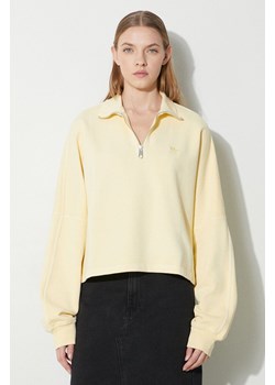 adidas Originals bluza bawełniana damska kolor żółty gładka IR6016 ze sklepu PRM w kategorii Bluzy damskie - zdjęcie 169850312