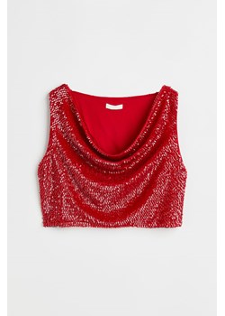 H & M - Krótki top z cekinami - Czerwony ze sklepu H&M w kategorii Bluzki damskie - zdjęcie 169853142