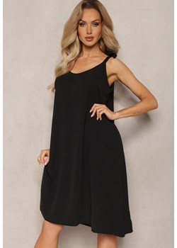 Czarna Trapezowa Sukienka Midi na Wiązanych Ramiączkach Vincca ze sklepu Renee odzież w kategorii Sukienki - zdjęcie 169855940
