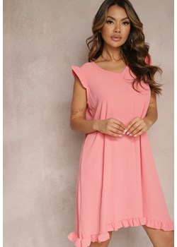 Różowa Trapezowa Sukienka na Lato Bez Rękawów z Falbanką Heola ze sklepu Renee odzież w kategorii Sukienki - zdjęcie 169855970